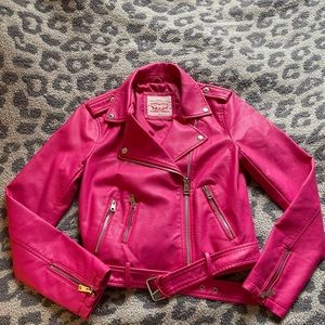 NWOT pink fuchsia Levi’s faux leather moto jacket small